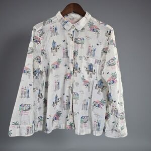 Victorias Secret Cotton Pajama Shirt Womens L Surf Beach Button‎ Down